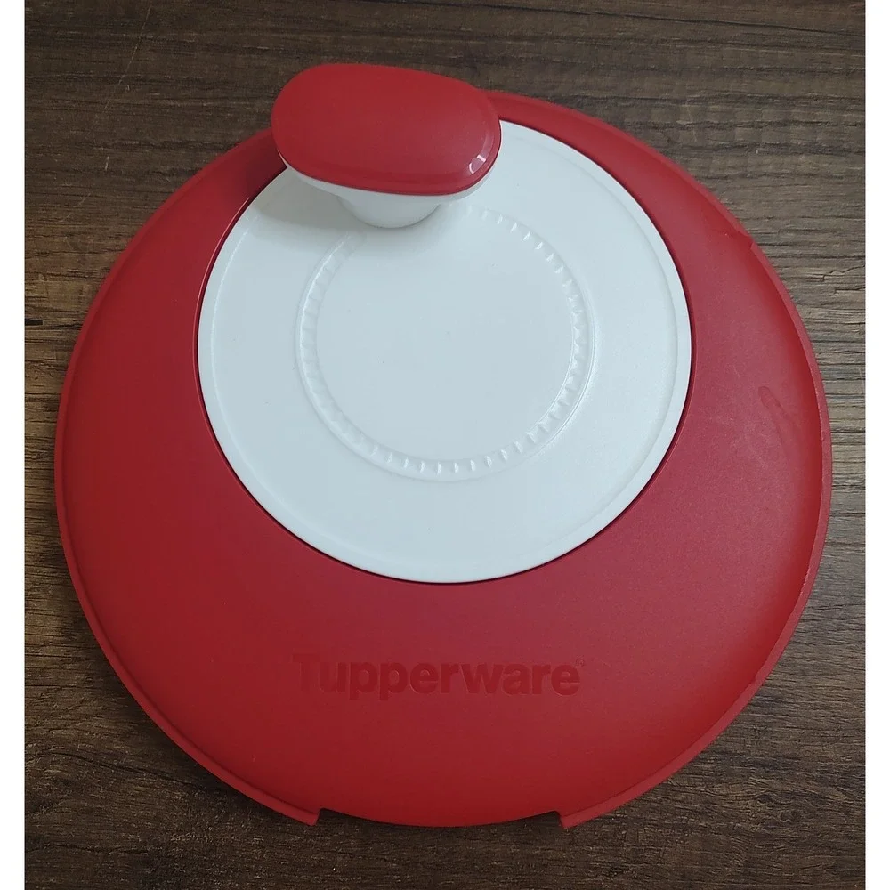 Tupperware Red White Colander Bowl LID Only Plastic Dishwasher Safe Medium A11